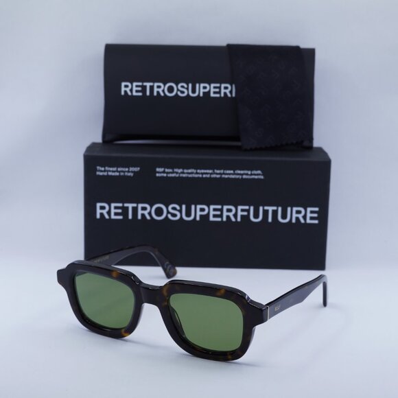 🕶️ New RetroSuperFuture Lazarus FYA Sunglasses - Havana Frame, Green Lenses - Picture 10 of 10